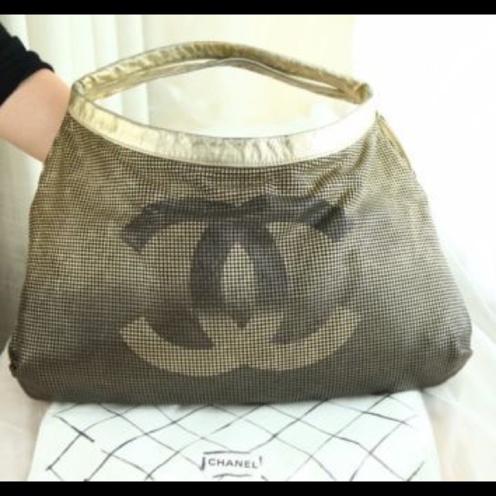 Chanel Ombre Gold Perforated Leather Hollywood CC Hobo Handbag Vintage (Trade)